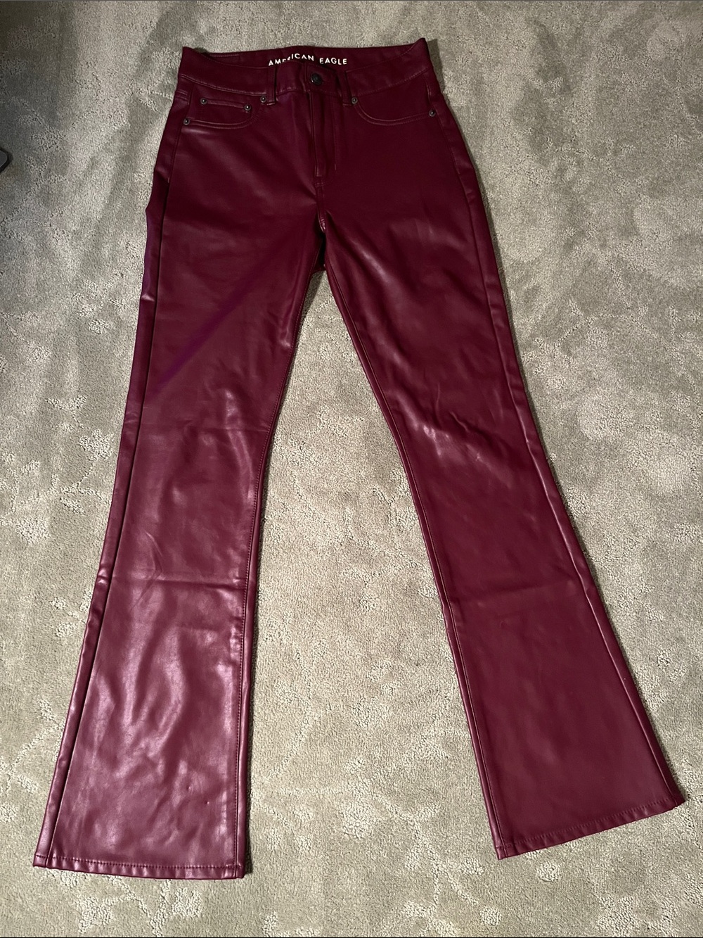 American Eagle Outfitters Wine Faux Leather Flare Pants